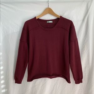 Burgundy Red Relaxed Fit Crewneck Sweater